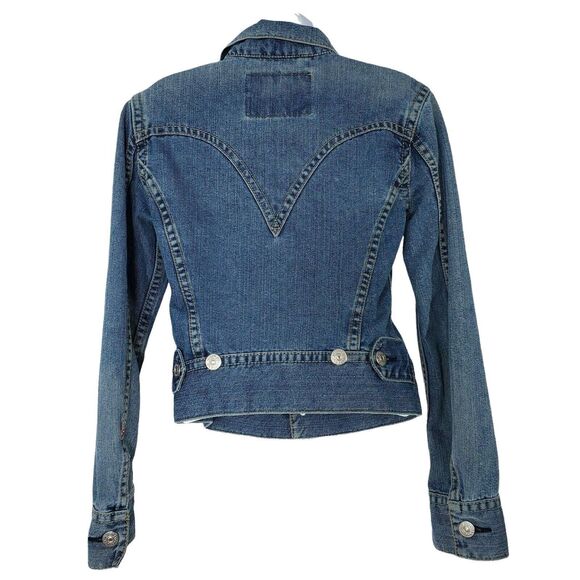 Levis Womens Iconic Classic Blue Jean Denim Jacket Small Button Front Pockets - Picture 3 of 11
